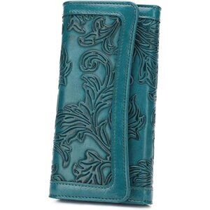 Trifold Embossed long Clutch Card Holder